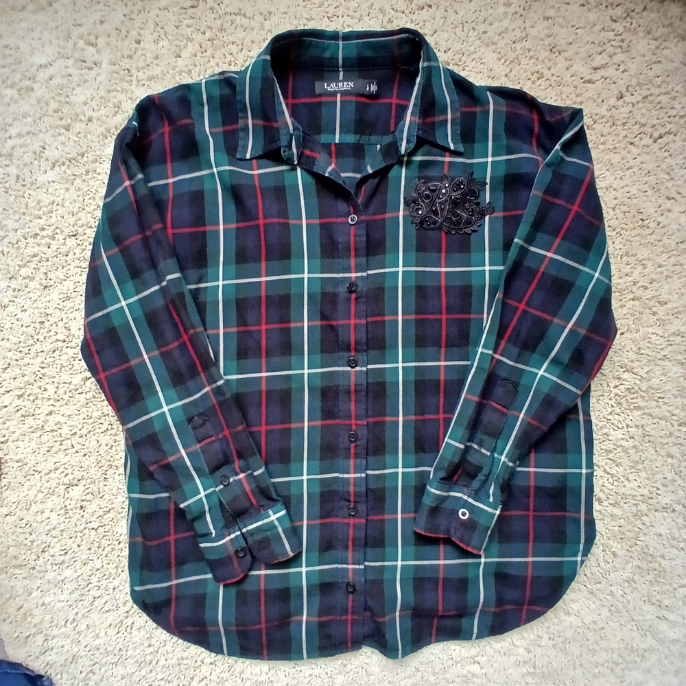 LAUREN by Ralph lauren flannel size large with LRL embroidered on the top corner